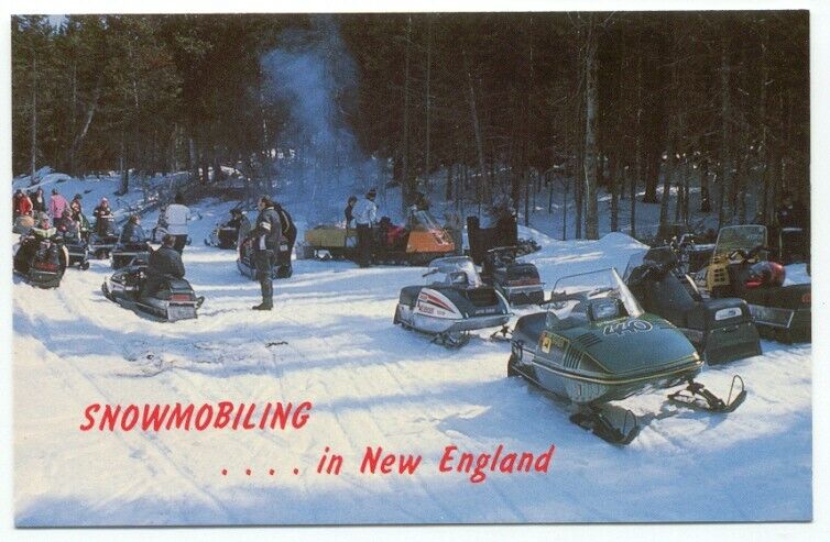 Snowmobiling In New England a Stop Along The Trail Postcard Snow mobile Machine