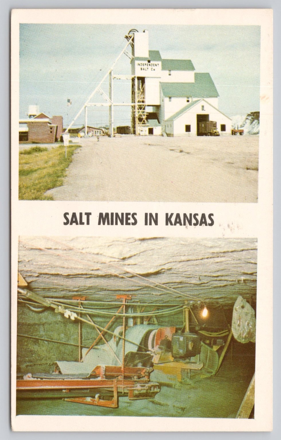 Vintage Kansas Salt Mines Postcard - Independent Salt Co. & Underground View