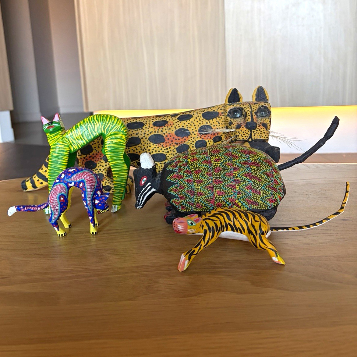 Vintage Oaxacan Alebrijes Wood Carving Lot of 5 - Signed F Ojeda Mendoza Fabian