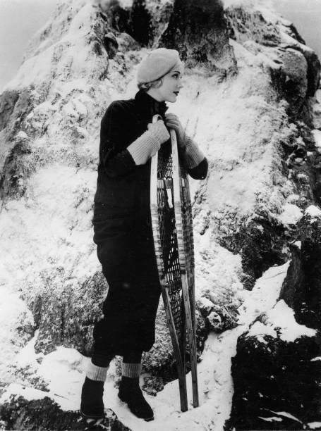 American actress Judith Wood presents winter fashion 1930 Old Photo