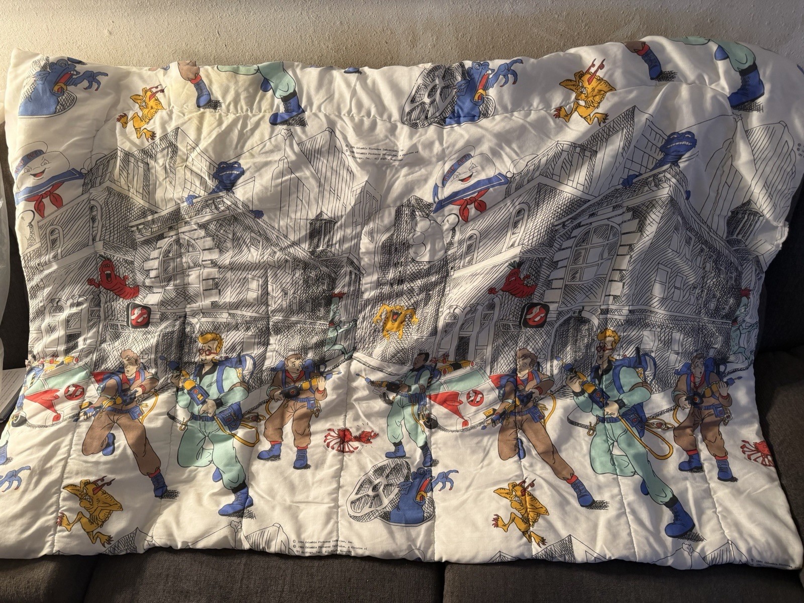 Vintage Real Ghost Busters cartoon Genuine Twin Comforter 1988 Columbia Pictures