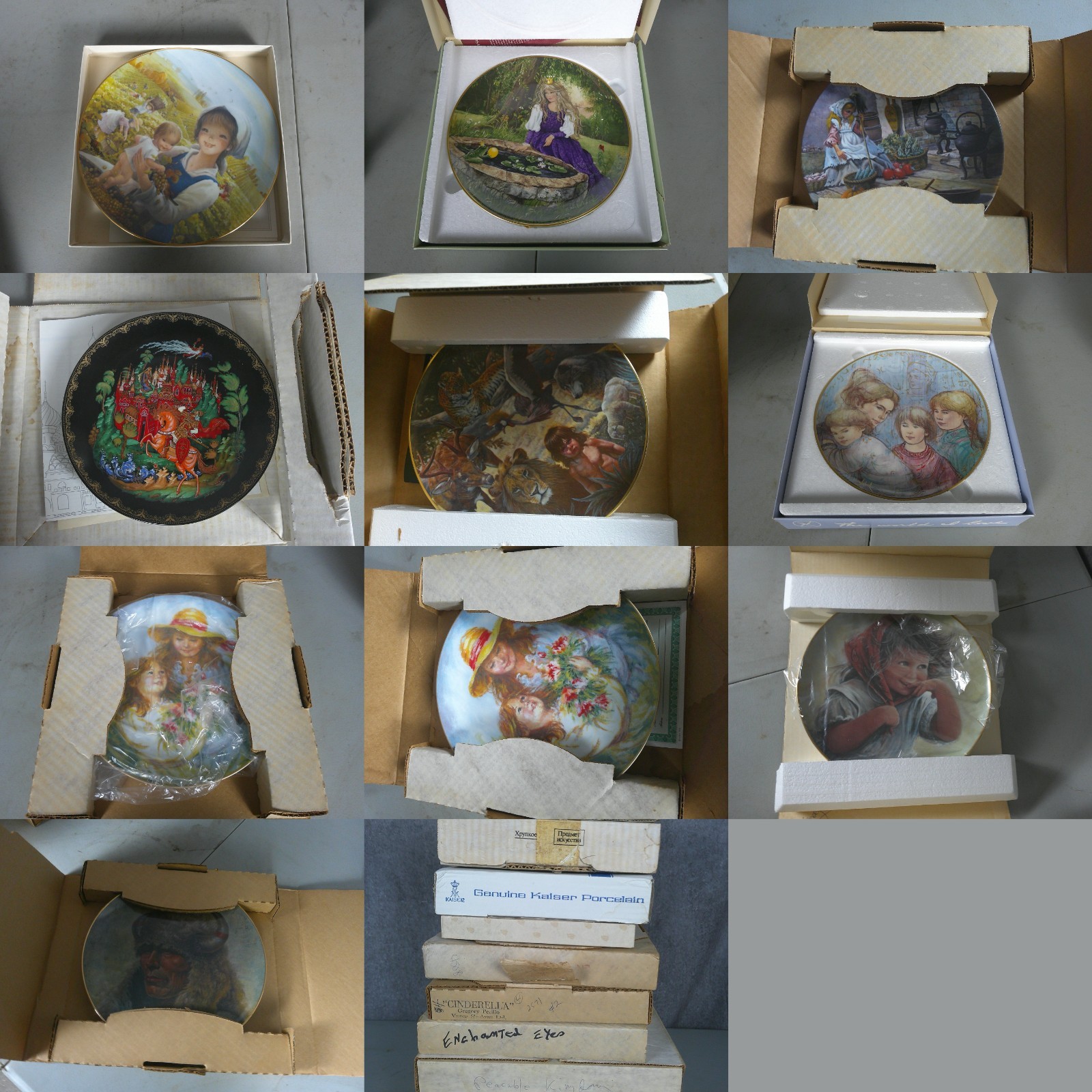 Vintage Collector Plates: Gregory Perillo, Kaiser, Hibel (In Box; Lot of 10)