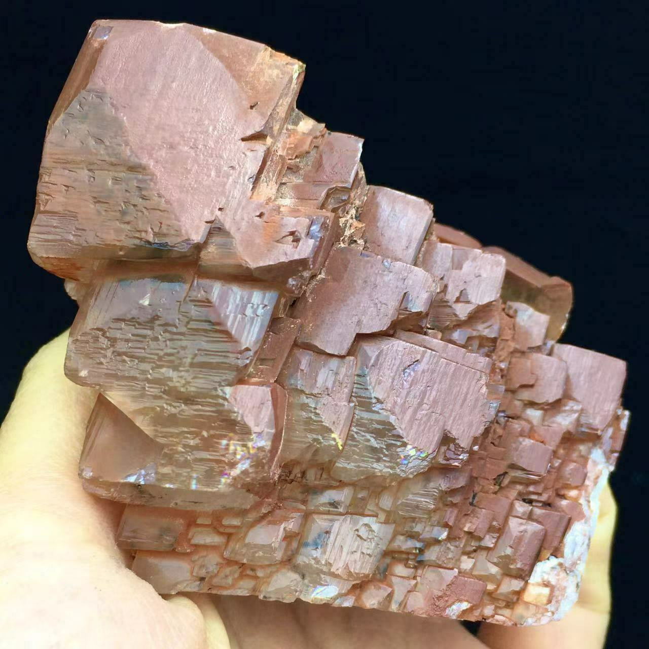 154g New Find Red Cubic Ladder Calcite Crystal Cluster Mineral Specimen