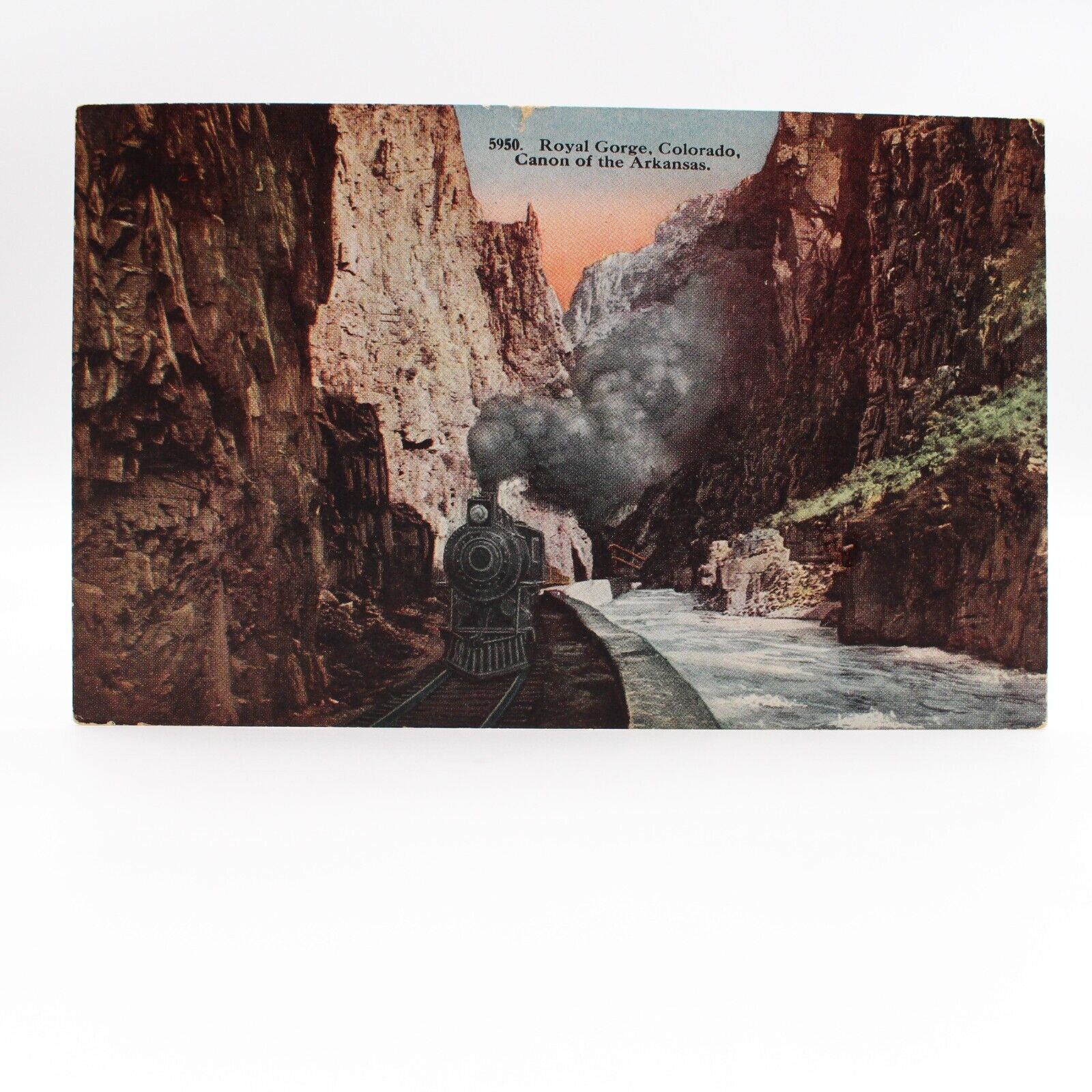 Postcard Colorado Royal Gorge Canon Arkansas Railroad Train Rio Grande 1910