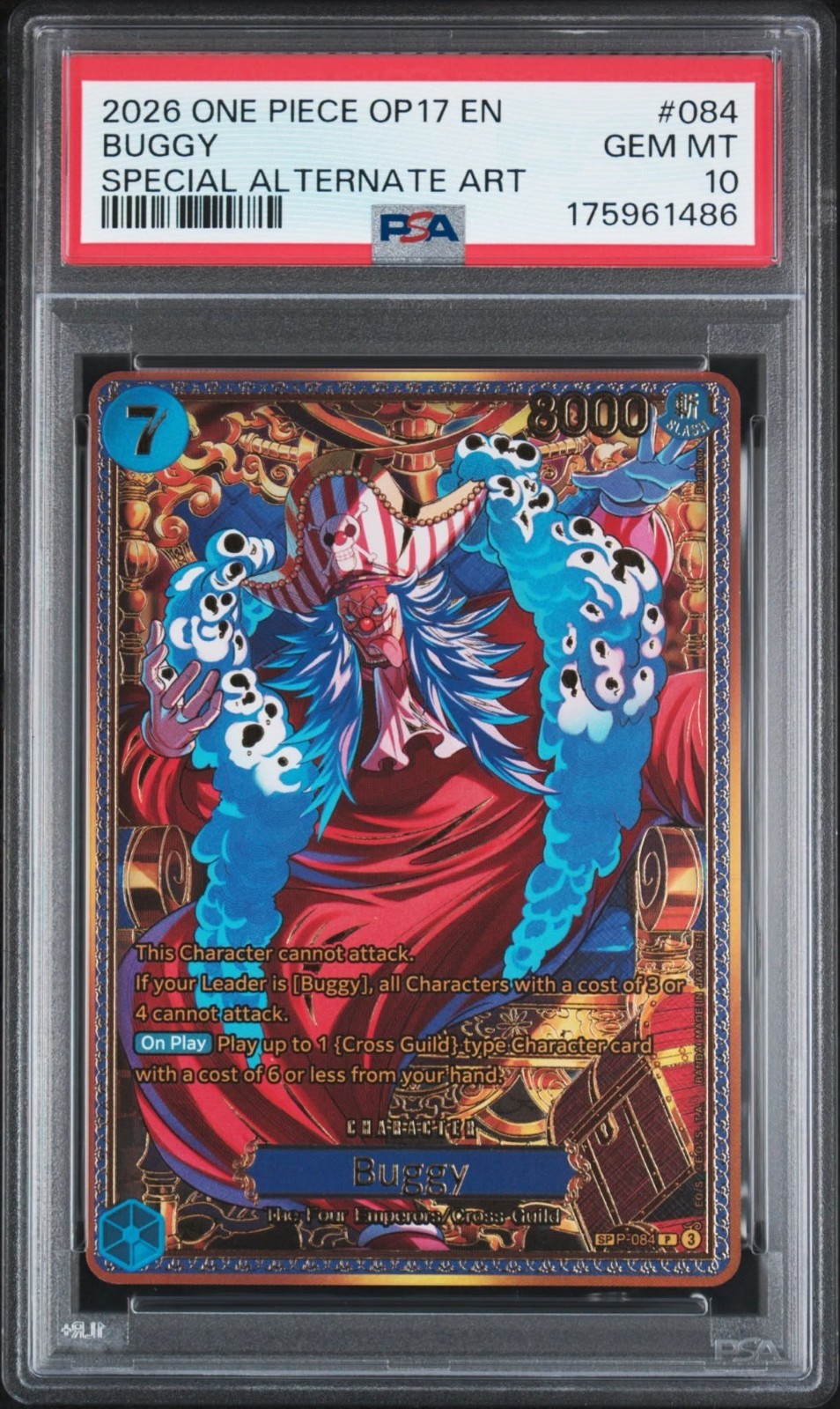 2026 ONE PIECE OP17-THE WORLD\'S STRONGEST WARRIORS #084 BUGGY PSA 10