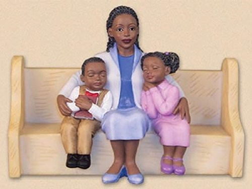 Ebony Treasures African American Church Pews Mother Hugging Collectible Figurine Ebony Treasures African American Church Pews Mother Hugging Collectible Figurine