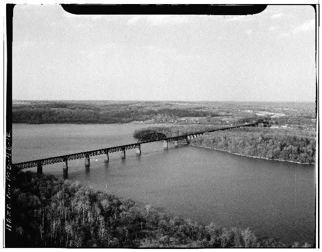 Photo:Havre de Grace Maryland 1900s Susquehanna River Bridge aerial view