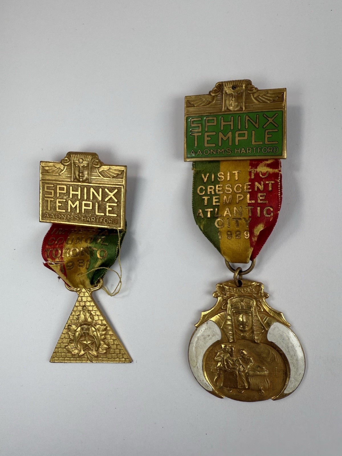 Vintage 1920s & 1930s Sphinx Temple Convention Badges Shriners Int. Fraternity