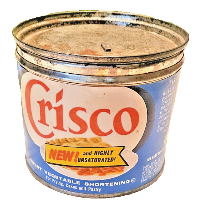 Vintage Mid Century Crisco Shortening 1lb Tin Can Paper Label Advertising 1960