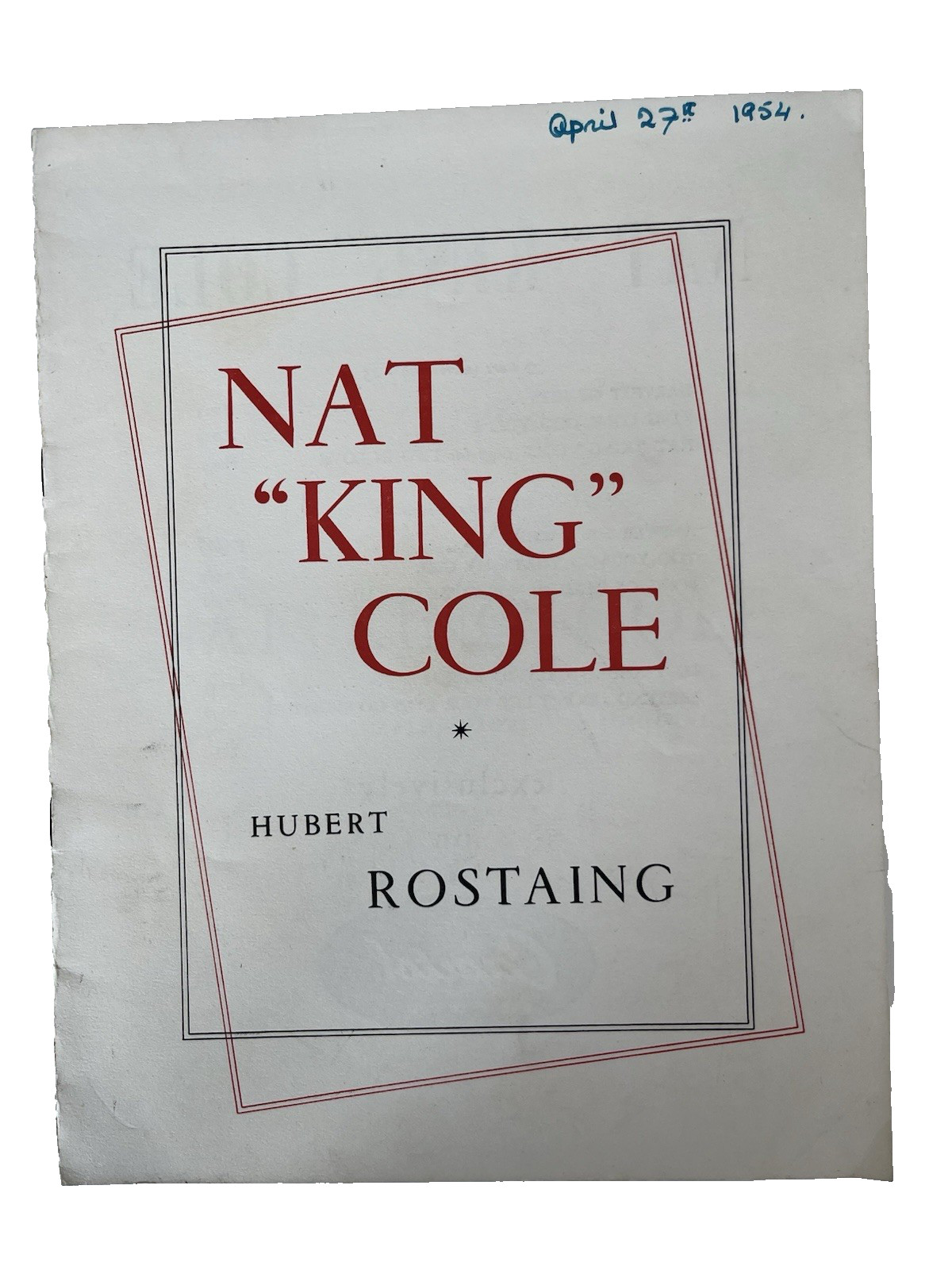 1954 Nat King Cole Hubert Rostaing Chaillot National Theatre Programme 1954 Nat King Cole Hubert Rostaing Chaillot National Theatre Programme
