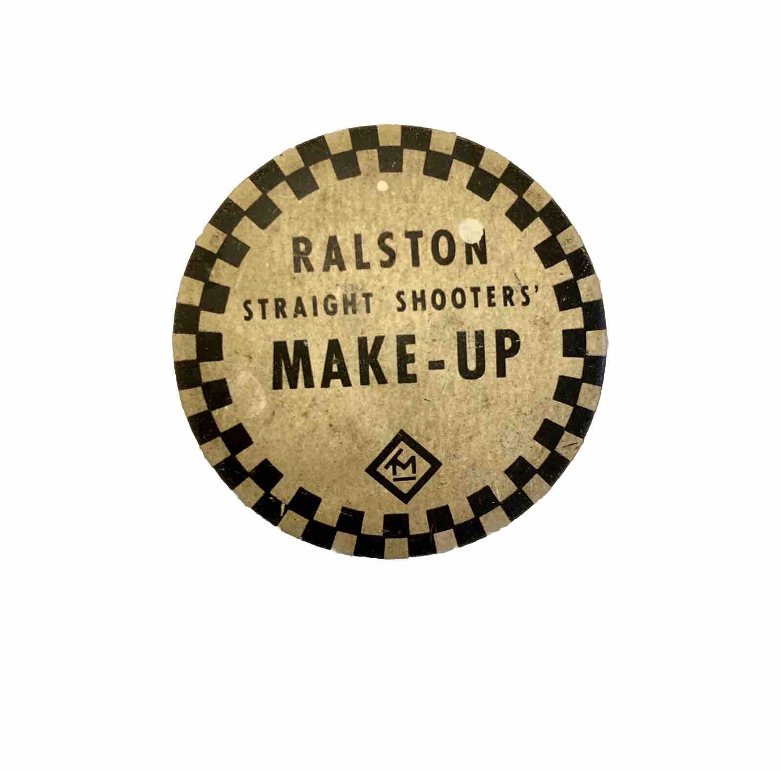 RALSTON STRAIGHT SHOOTER MAKE UP TIN Black White Checkered Vintage