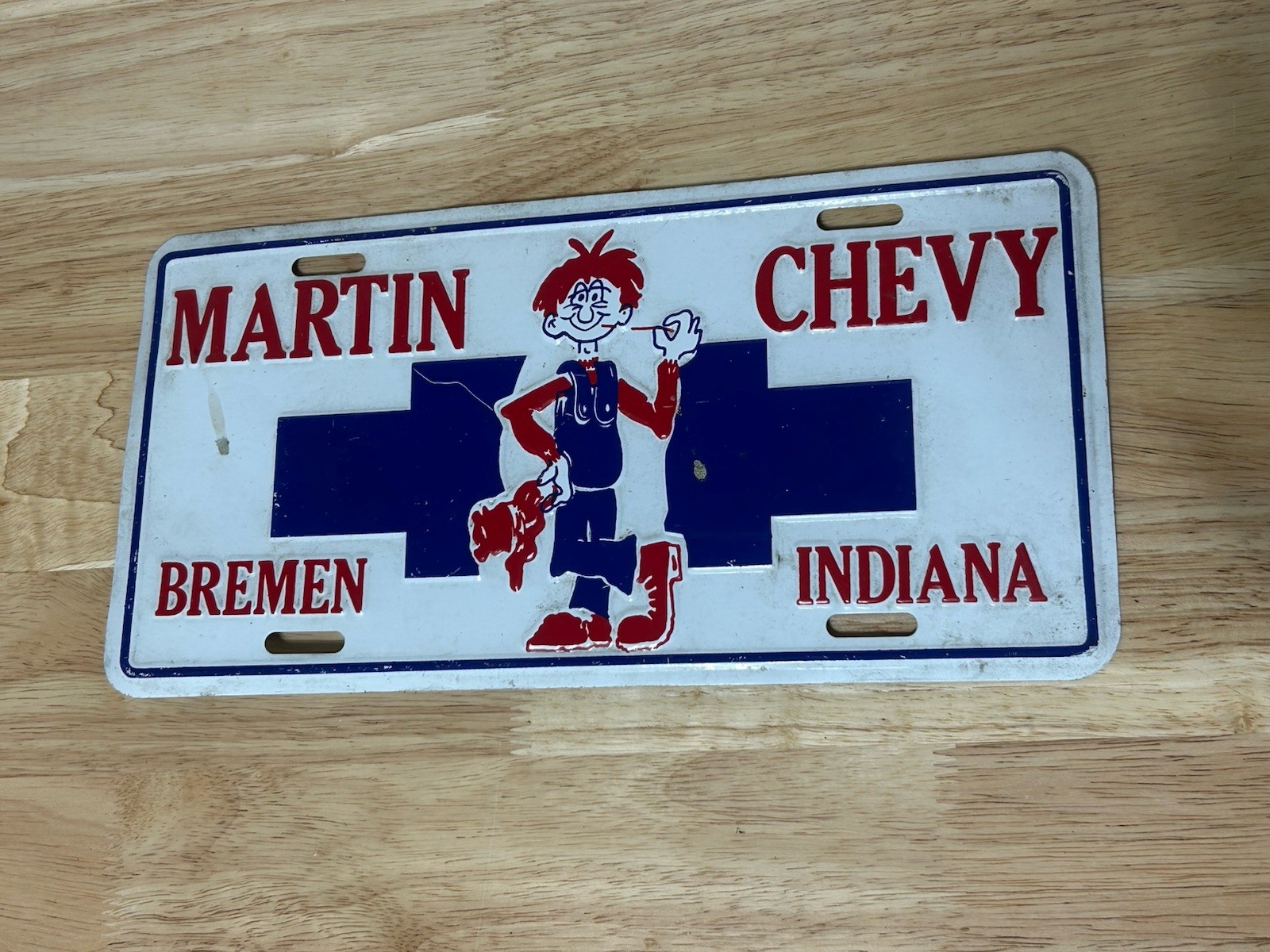 Vintage Tim Martin Chevy License Plate Bremen Indiana Chevrolet Used IN Vintage Tim Martin Chevy License Plate Bremen Indiana Chevrolet Used IN
