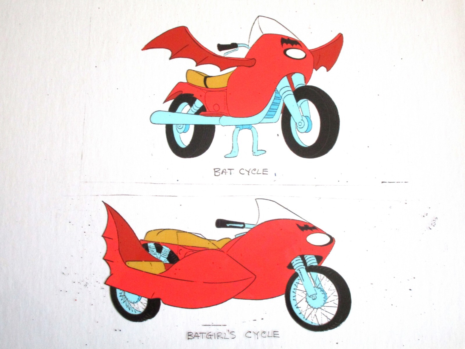MOTORCYCLE BATMAN and ROBIN  DC COMICS Filmation 1960\'s ORIGINAL MODEL CEL