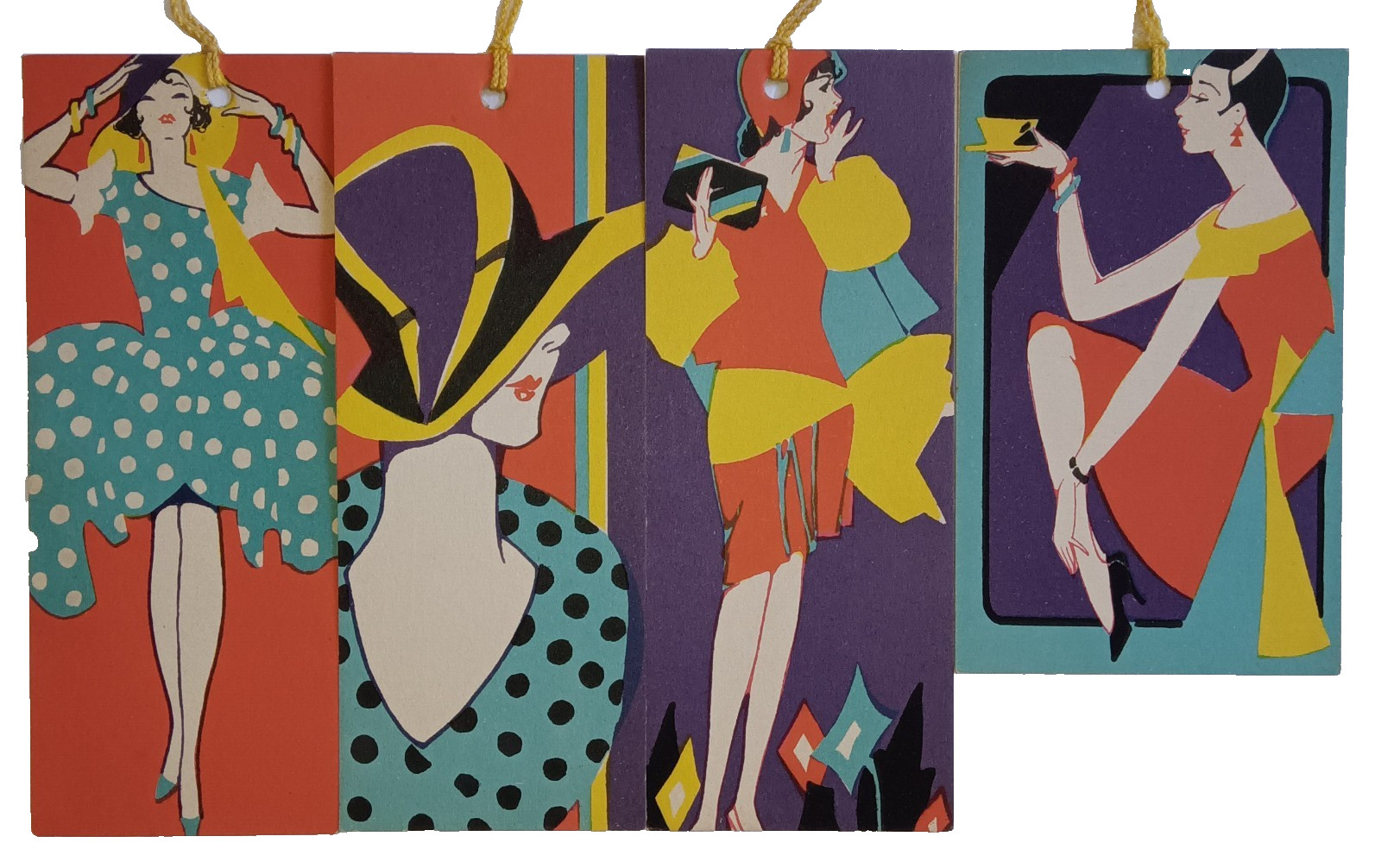 4 Unused Antique Vtg Art Deco GIBSON Bridge Game Tally Card Flapper Lady Woman