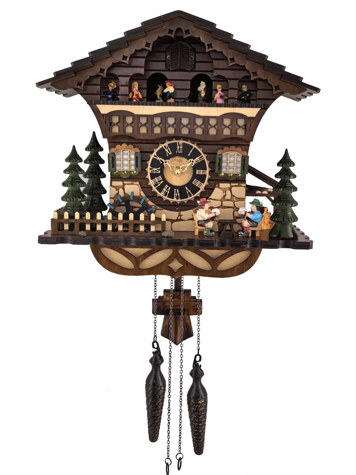 Handcrafted Black Forest Cuckoo Clock Beer Drinkers Quartz German Design Musical