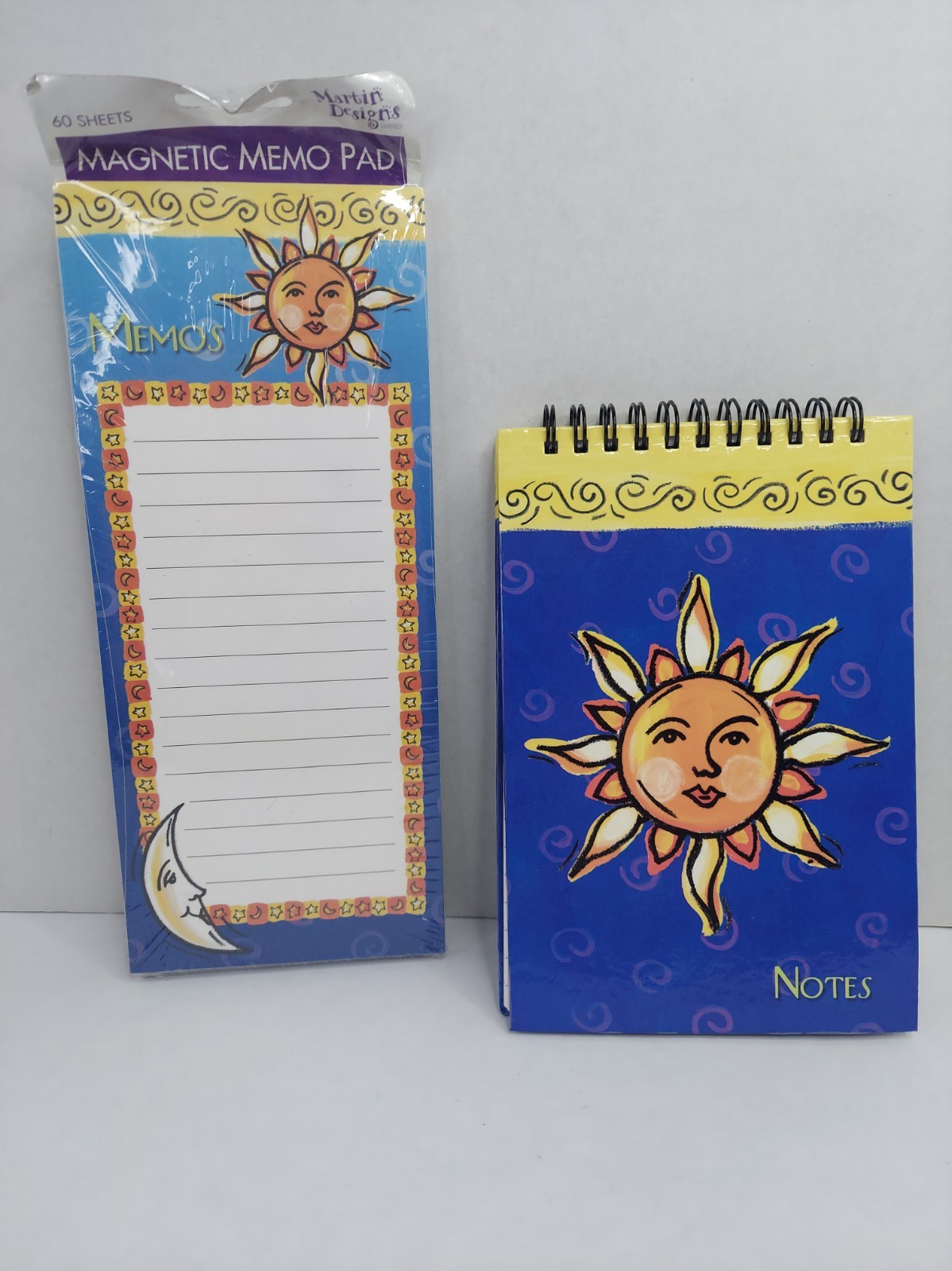 Vintage 2000 Celestial, Sun & Moon Notepad & Magnetic Memo Pad LOT Martin Design