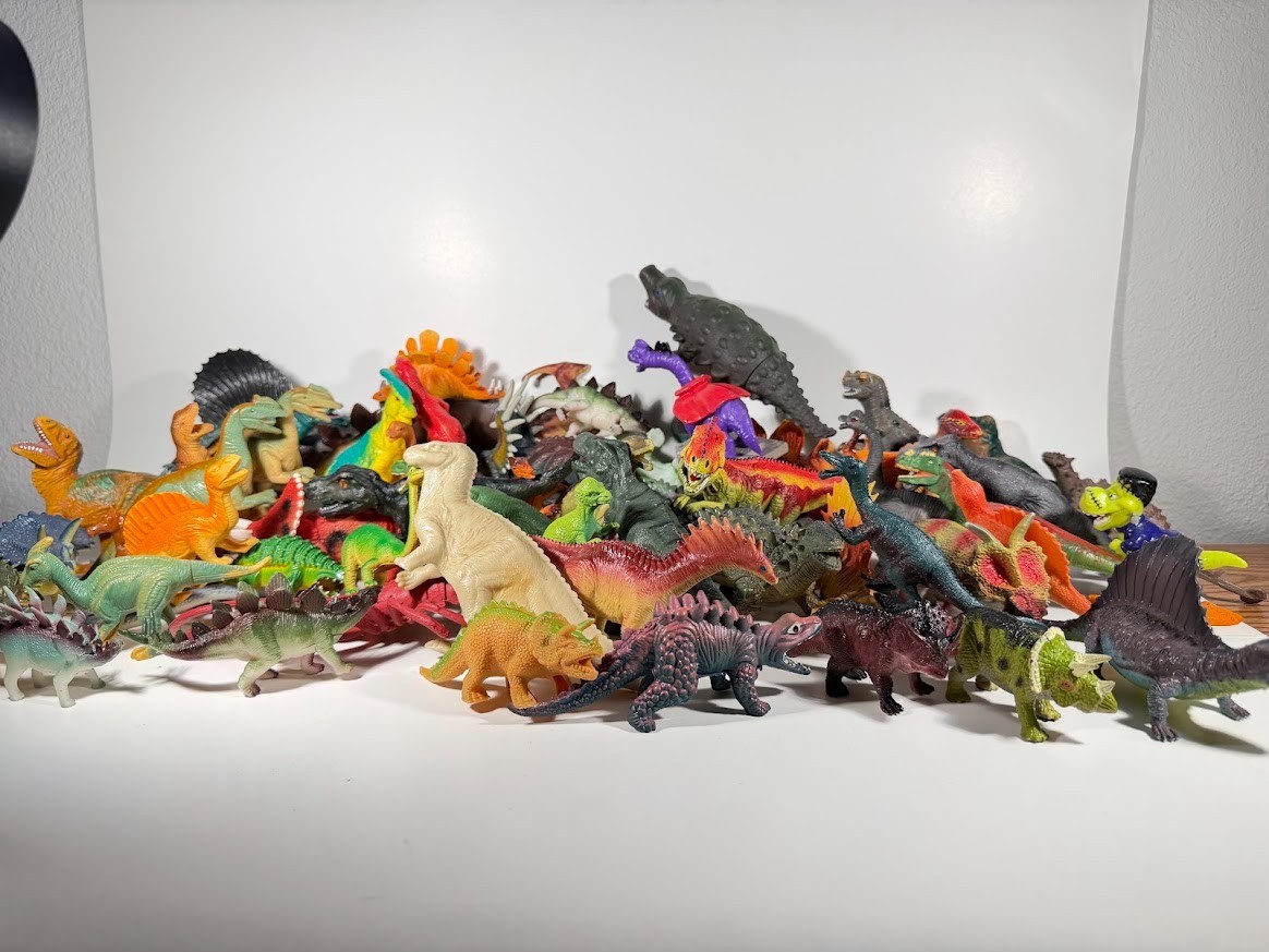 Large Dinosaur Toy Lot 60 Prehistoric Figures Vintage Rubber Action Figures