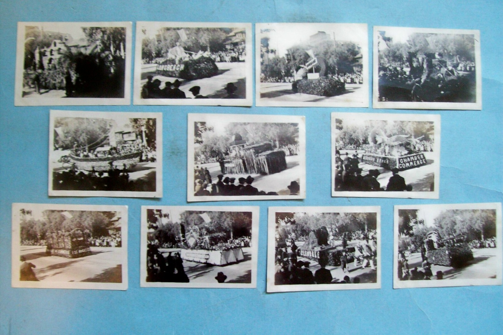 11 Different B & W Photos from the 1930 Tournament of Roses Parade in California