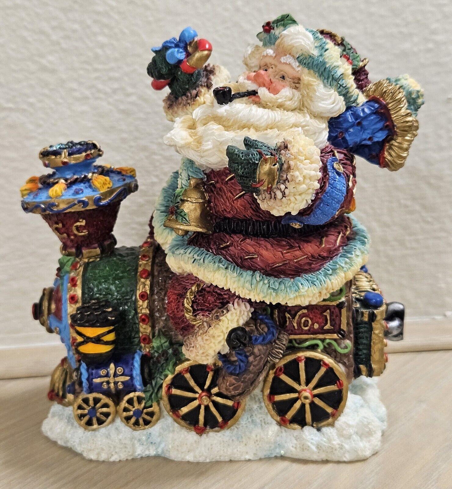 Vintage Crinkle Claus Locomotive Filled With Joy 1997 Santa #15647