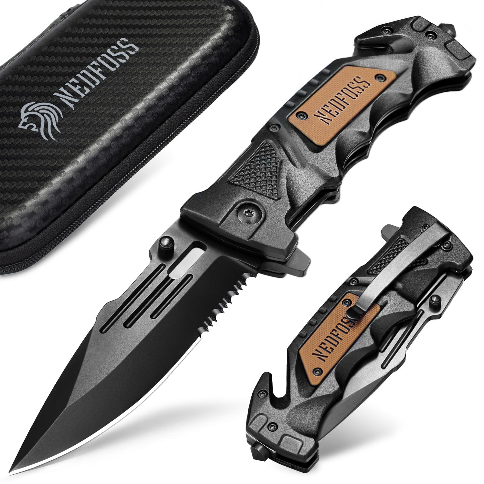 NedFoss Pocket Folding Knife Gift for Men DA75, 3 in 1 Pocket Knife for Men