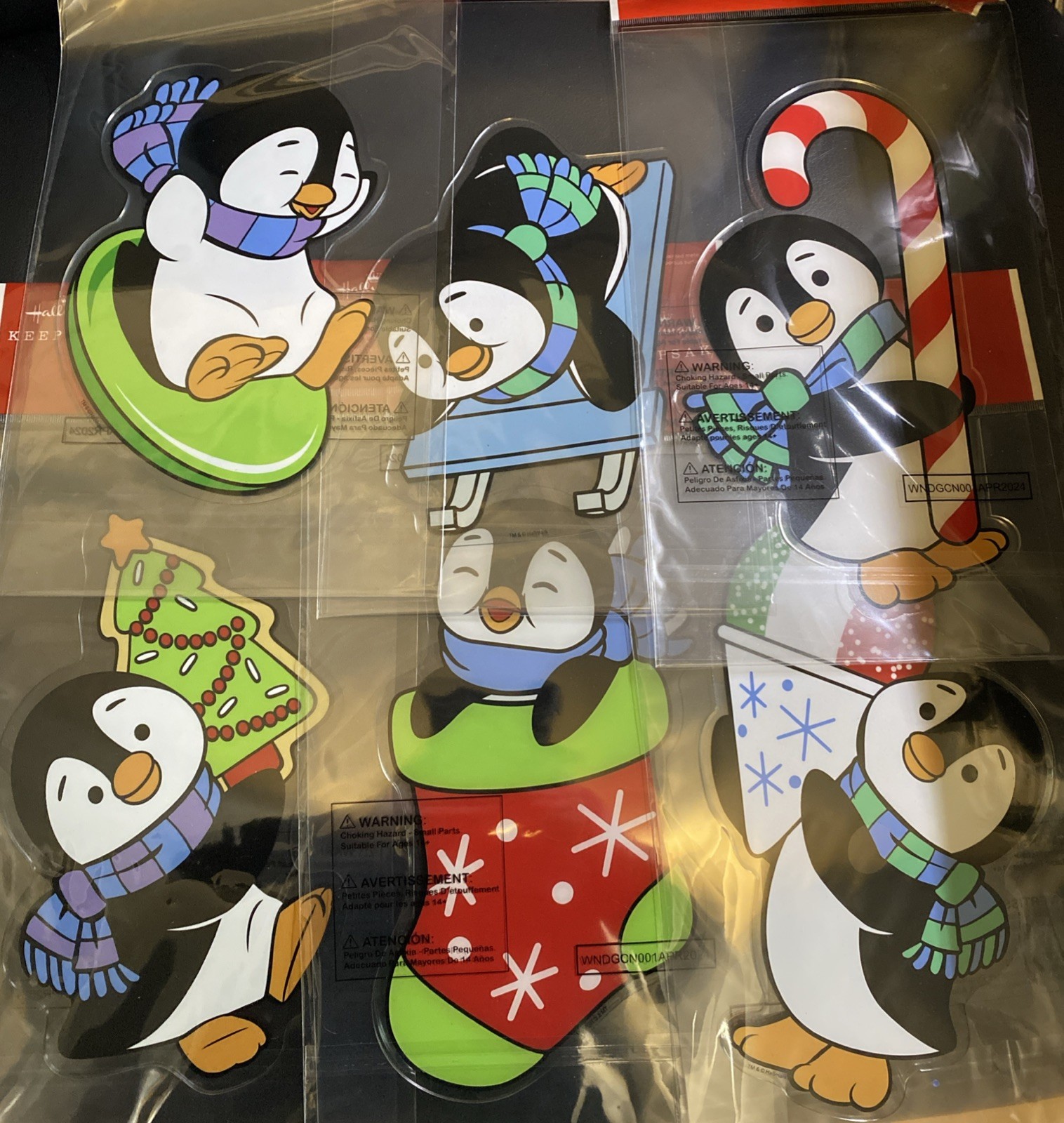 Hallmark 2024 Playful Penguins Window Clings Lot of 6 Petite Penguins RARE