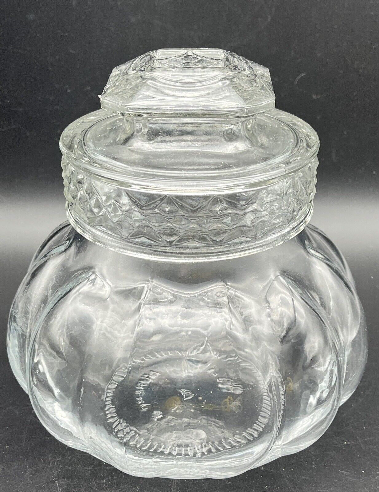 Vintage Italian Murero Pumpkin Shaped Apothecary Jar Canister with Lid Clear