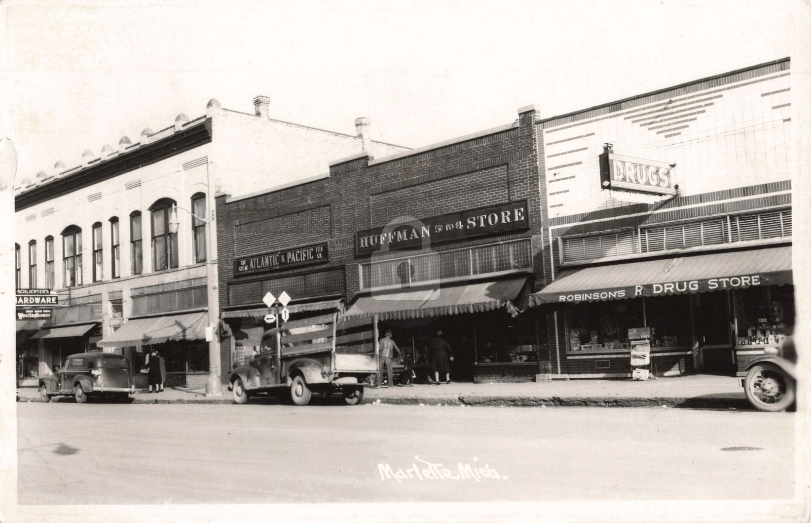 Street View Marlette MI Michigan 1949 RPPC Photo Postcard COPY