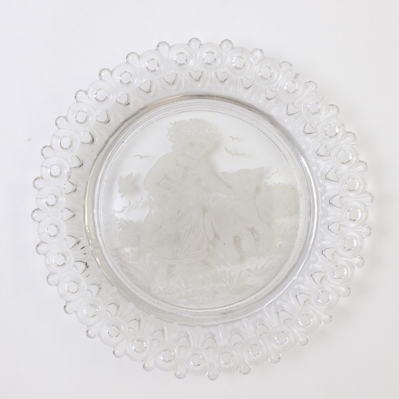 Early American Pressed Glass Child's Plate Egg & Dart 