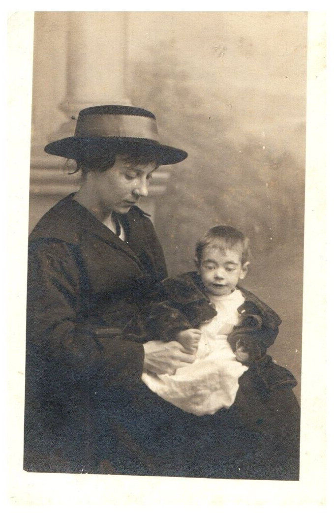 Antique 1920's Real Photo Postcard RPPC, Lady w/ Baby, 3x5