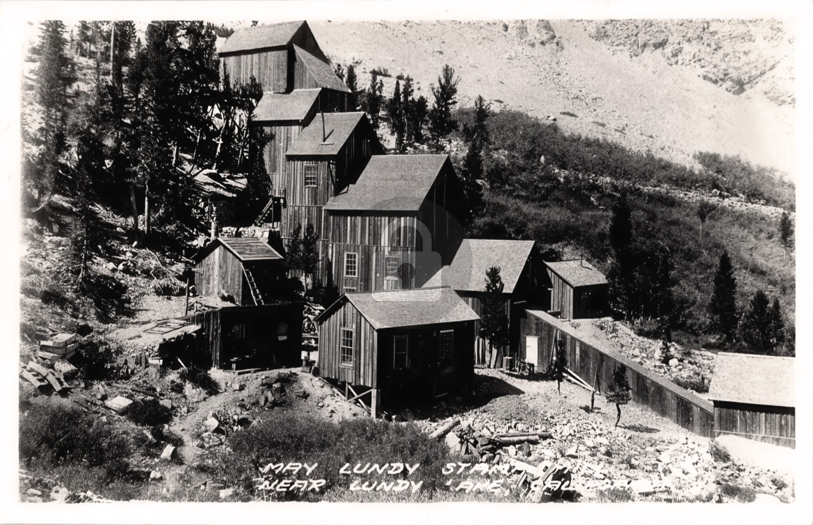 c1950 May Lundy Stamp Mill Lundy Lake California CA RPPC Photo Postcard COPY c1950 May Lundy Stamp Mill Lundy Lake California CA RPPC Photo Postcard COPY