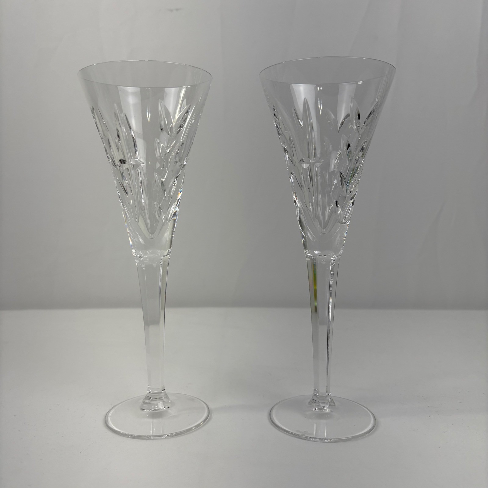 Waterford America's Heritage Lincoln Crystal Champagne Flutes Glasses Set of 2