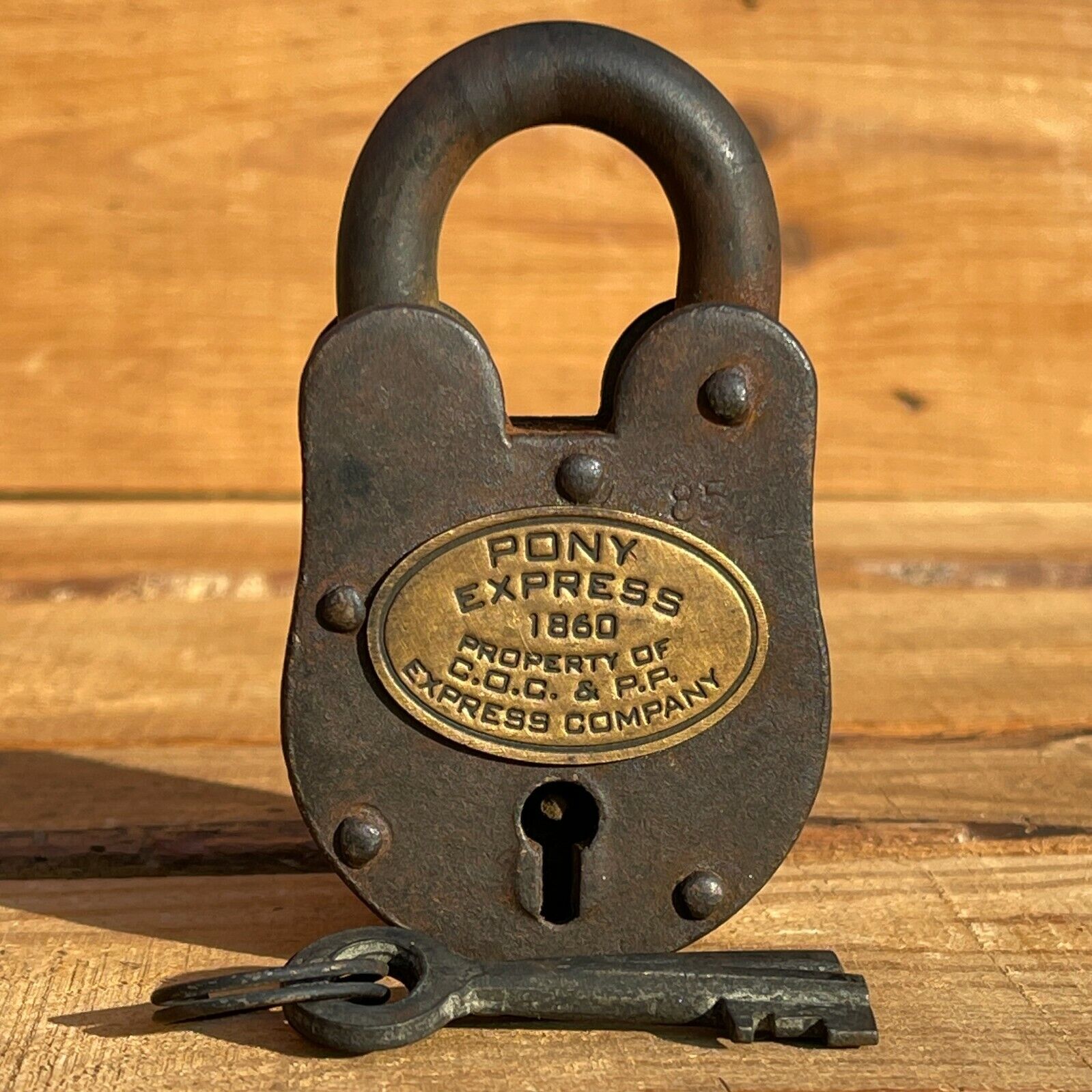 Pony Express 1860 Property Of C.O.C. & P.P. Express Lock, Cast Iron With 2 Keys