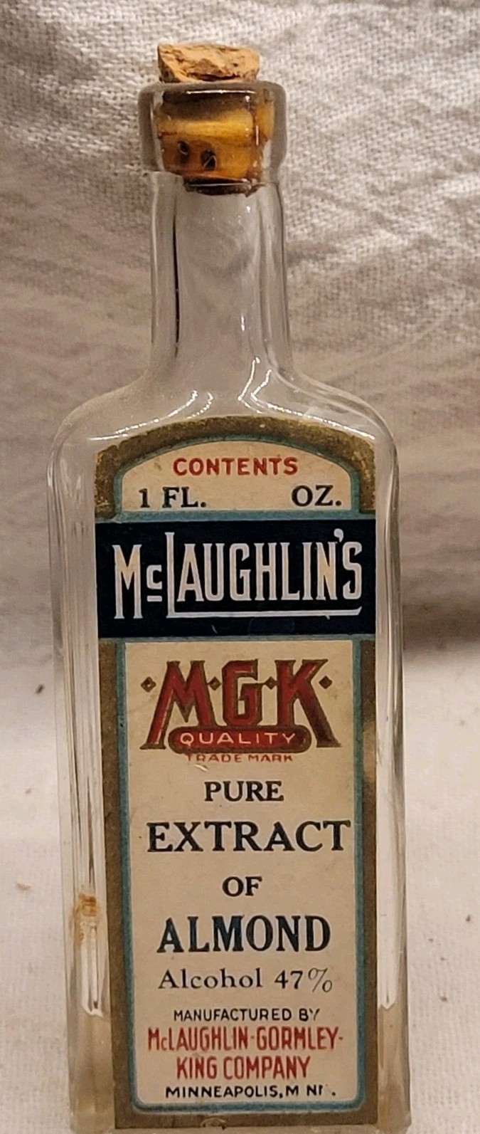 Vintage McLaughlin’s Extract Of Almond Minneapolis Minnesota w Original Label 