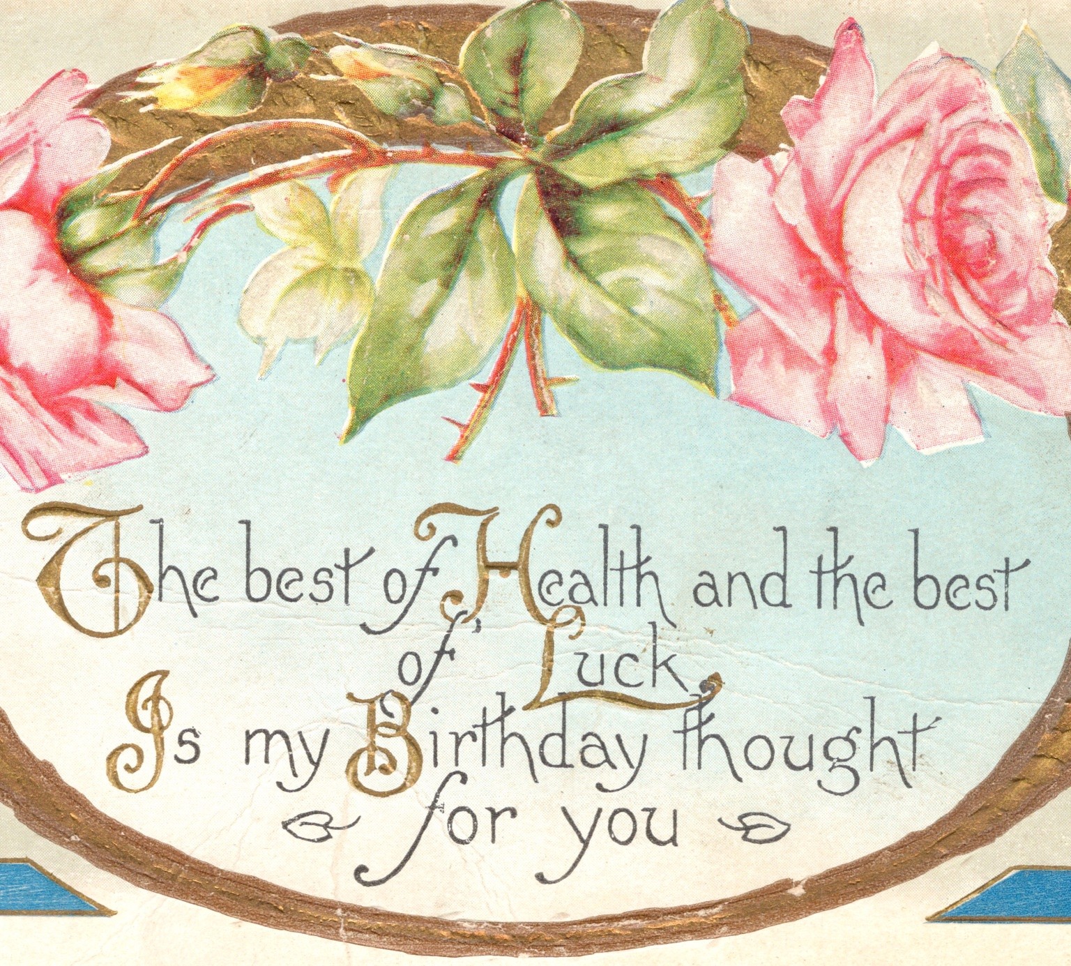 Antique 1910 Embossed Gilded Roses Birthday Greeting Postcard Posted