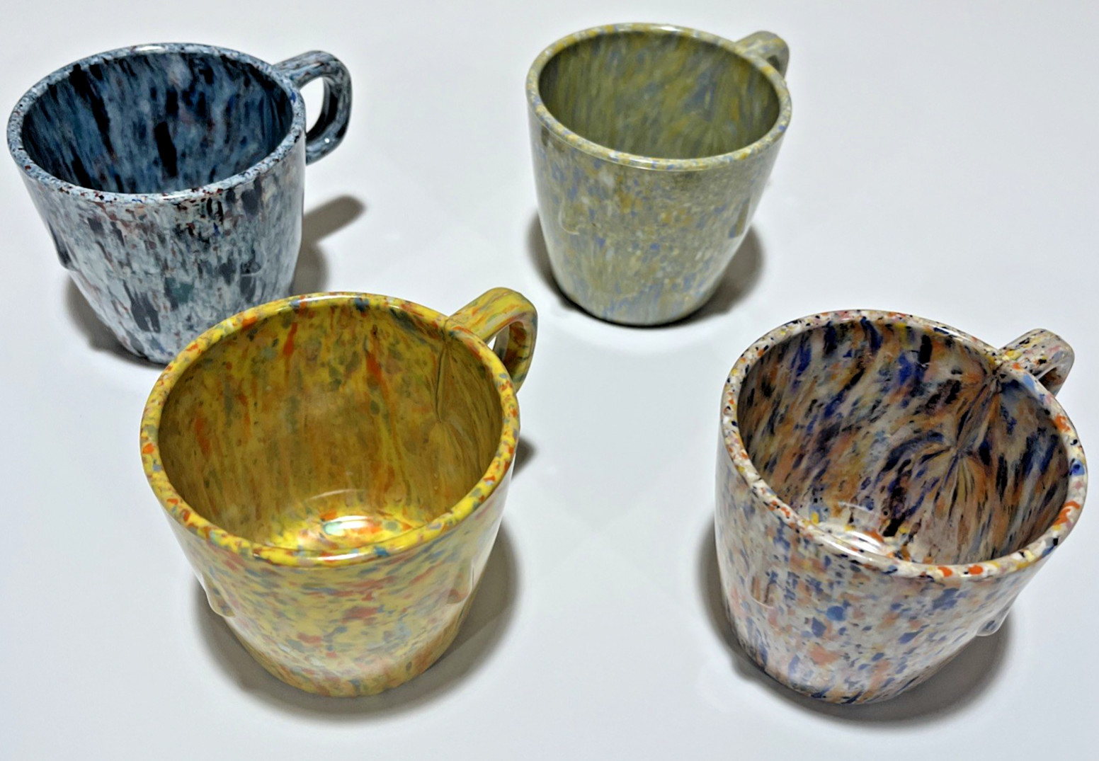 Vintage Prolon Ware Confetti Stacking Mugs 9904 Set of 4 MCM Melamine Cups