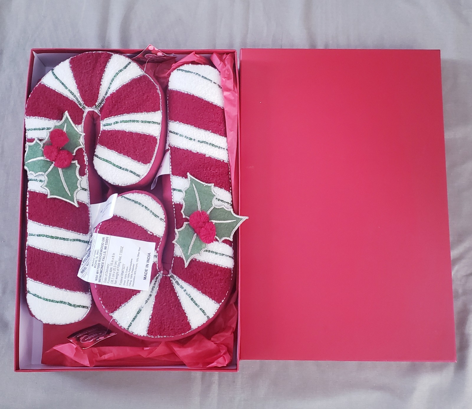 Two St Nicholas Square 15 inch Christmas Soft Candy Cane New in Box