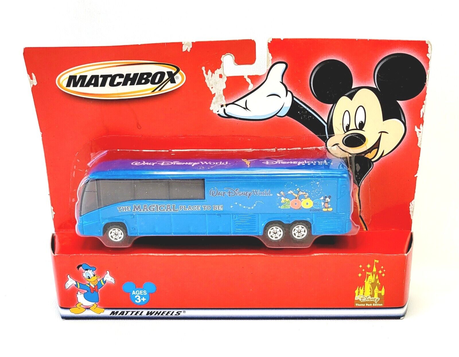 2003 Disney Matchbox WDW Theme Park Exclusive Mickey Die Cast Blue Bus Coach NIB