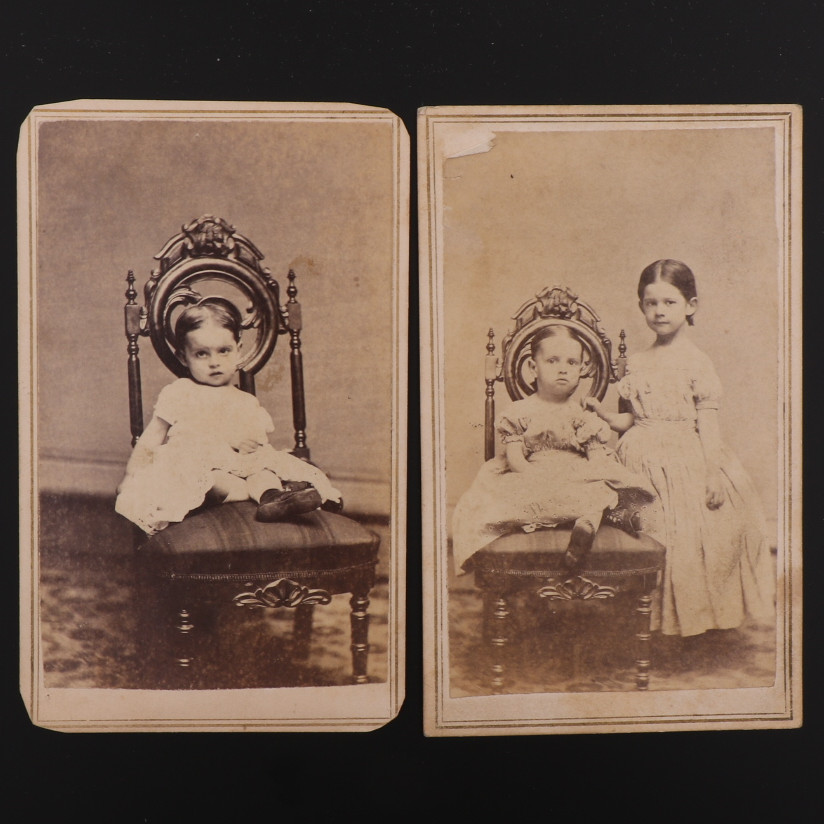 CDV Lot of 2 (3) Sisters Kate, Carrie & Mary Tripp Bridgeport Connecticut #770