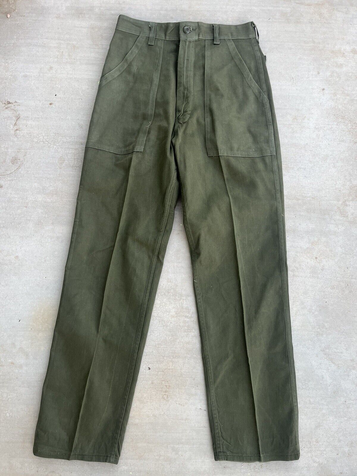 Vintage Military Sateen Pants Fatigues Vietnam Era Olive Drab Green Hayes 32x32