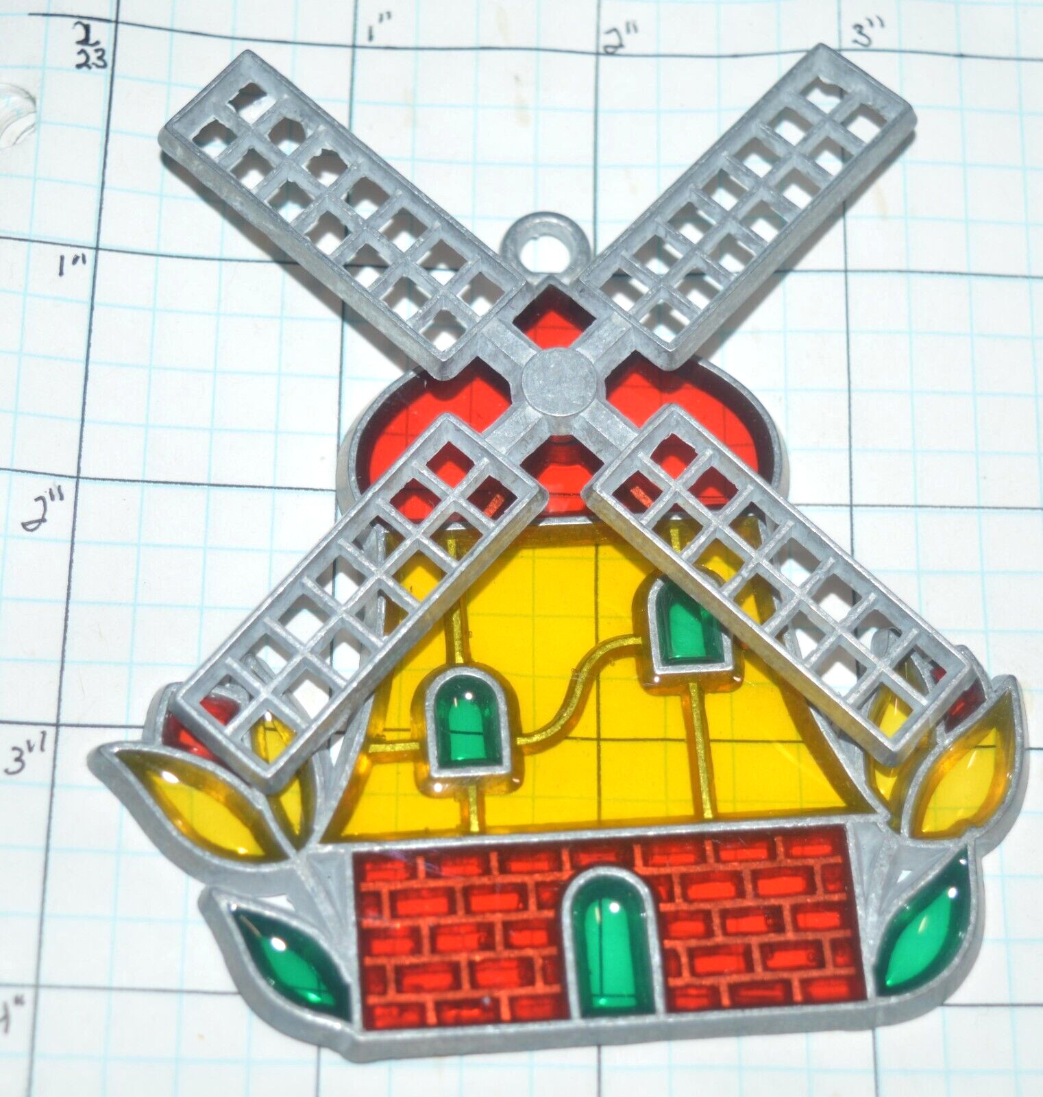 STAINED GLASS SUN CATCHER WINDMILL HOLLAND HANGING WINDOW ART