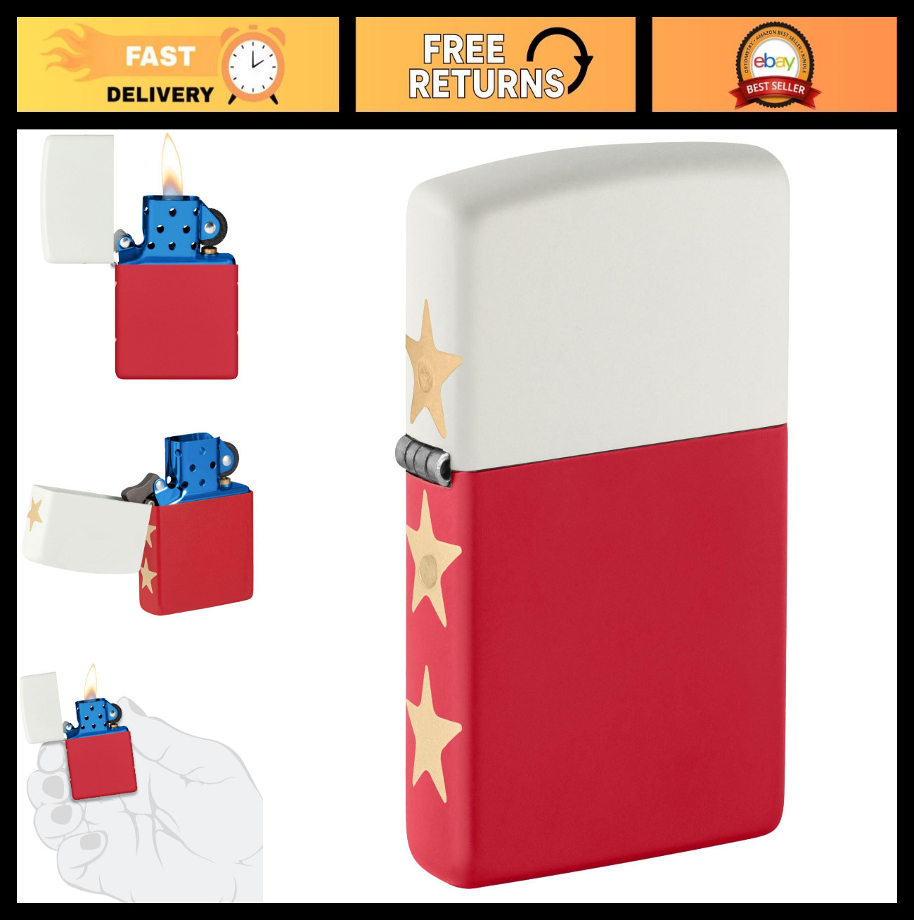 Special Edition 250th Anniversary Matte Pocket Lighter - White & Red Design