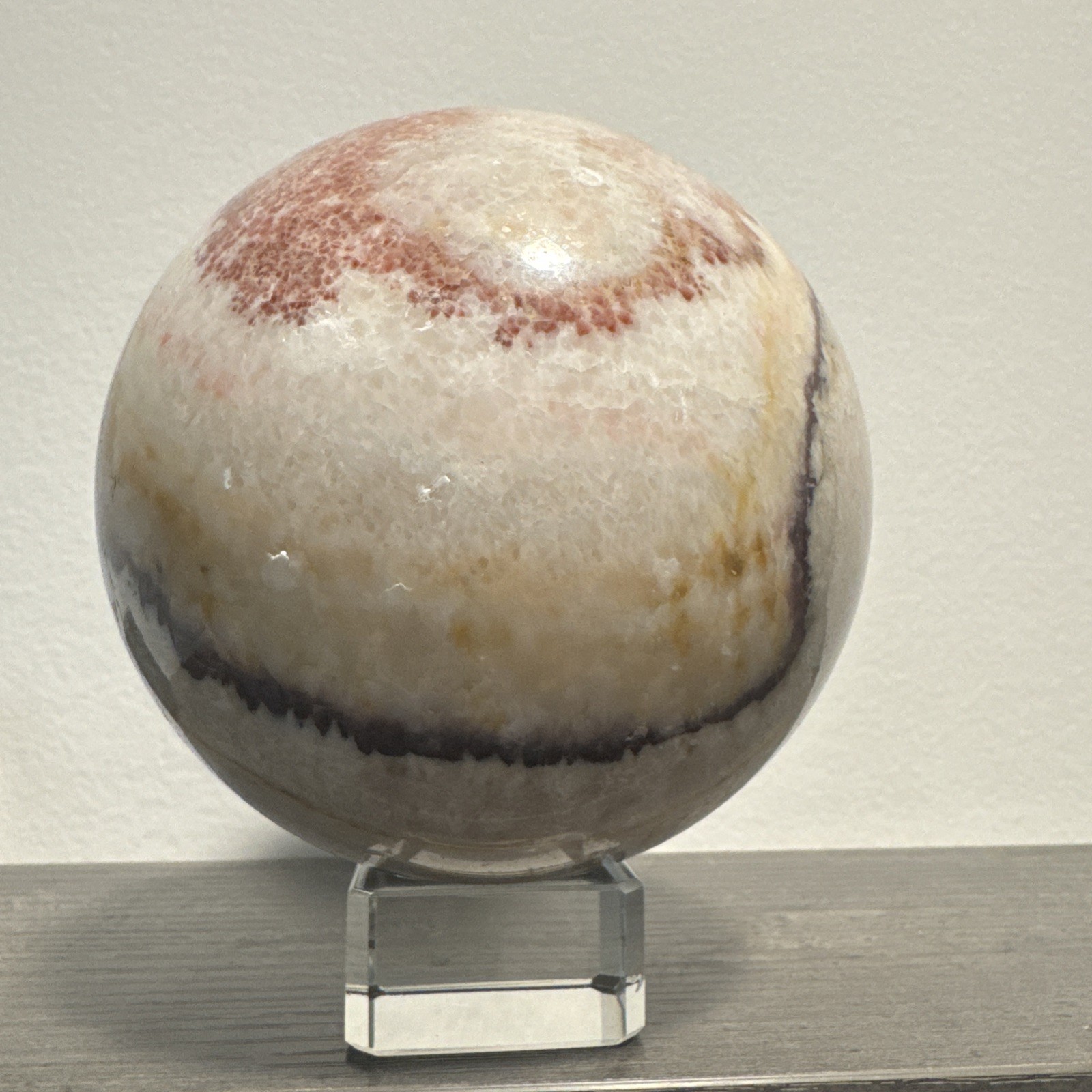 94 mm Polished Dali Rainbow Jasper AKA Porkstone Big Boy Sphere On Stand 1266 Gr 94 mm Polished Dali Rainbow Jasper AKA Porkstone Big Boy Sphere On Stand 1266 Gr