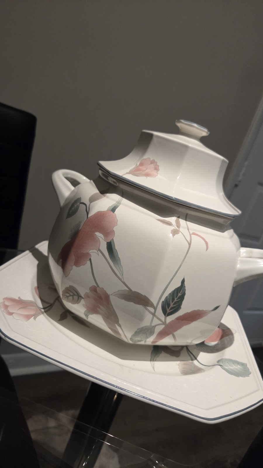 Mikasa Continental Silk Flowers F3003 Soup Tureen with Lid and Underplate Japan