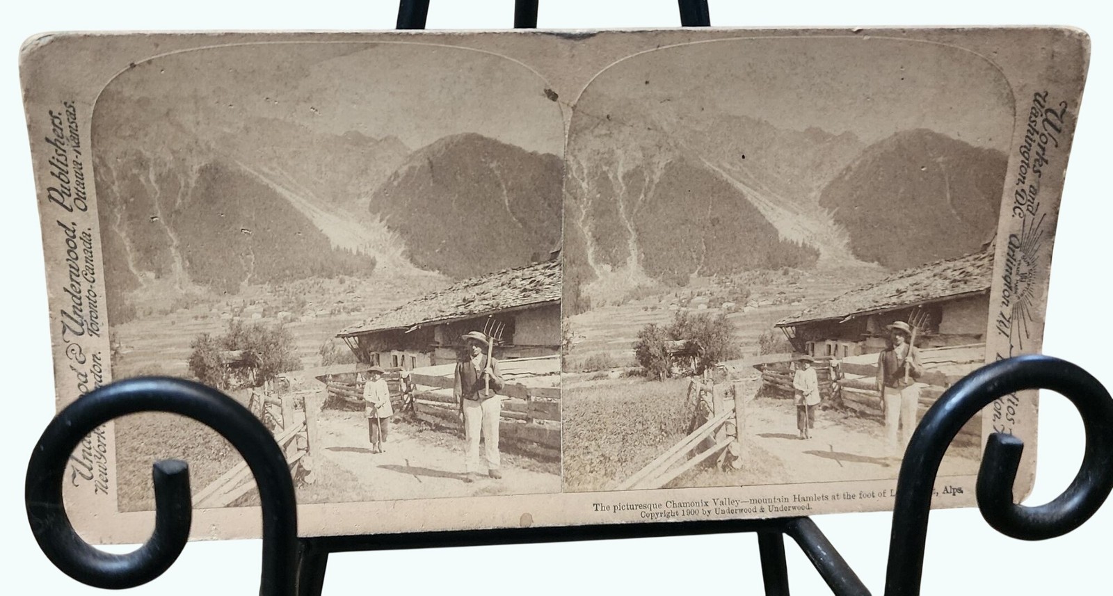 Underwood 1900 Stereoview Chamonix Valley Hamlets Le Brevent Alps