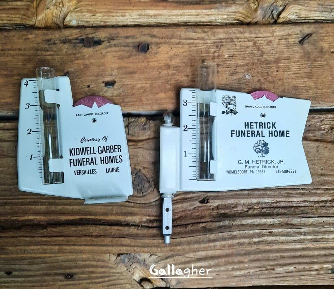 Rare vintage nos RAIN GAUGE RECORDER lot hetrick Funeral Home PA Kidwell Garber 
