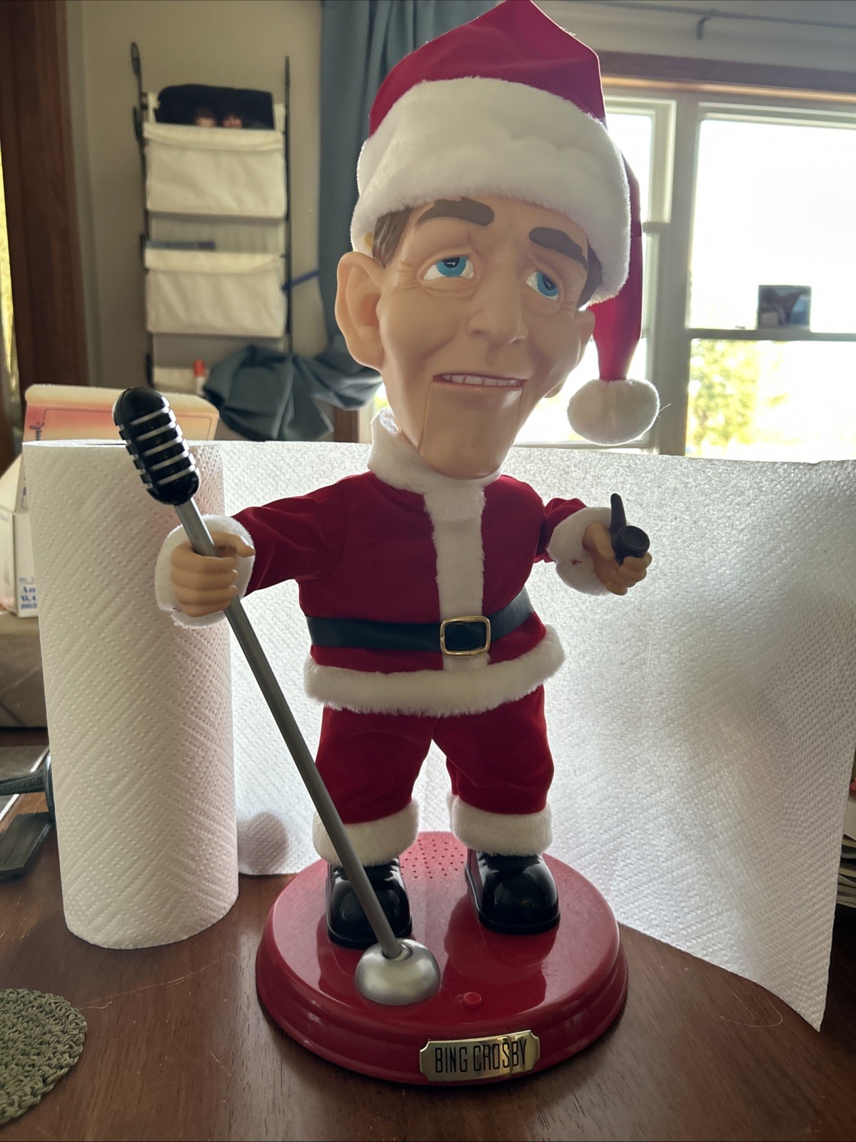 2001 Gemmy 19” Animated Singing & Swinging Bing Crosby Santa Doll Christmas READ