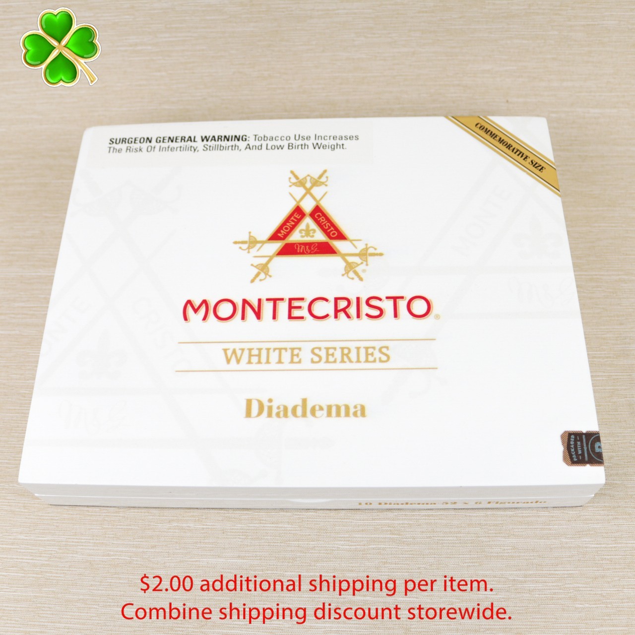 Montecristo White Series Figurado Diadema Wood Cigar Box 9.25