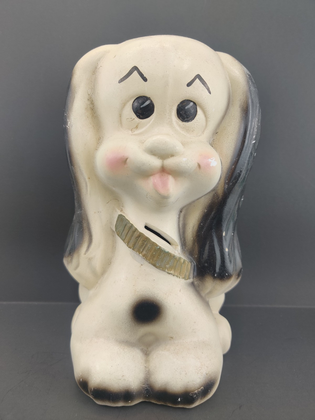Vintage 1971 A.N. Brooks Chalkware Puppy Dog Bank Marked 5719 Vintage 1971 A.N. Brooks Chalkware Puppy Dog Bank Marked 5719