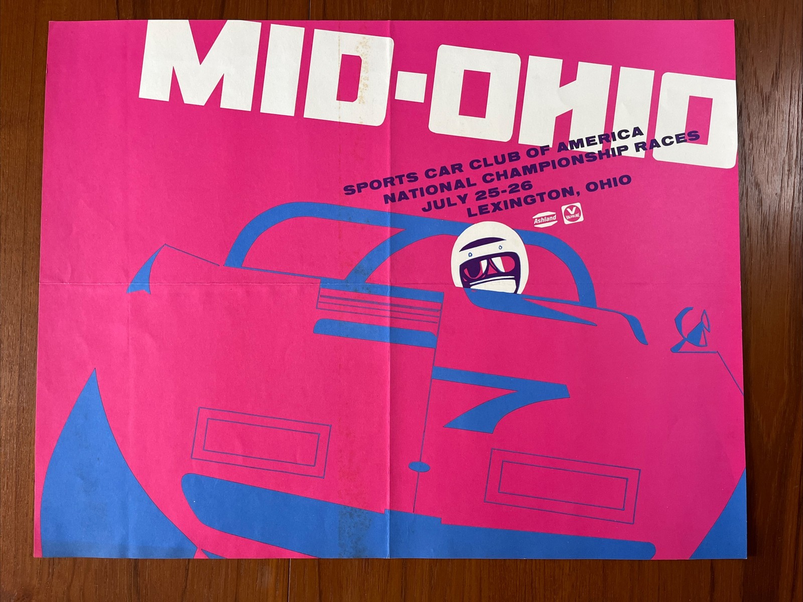 Vintage 1969 MID-OHIO Racing Poster National Championship Races SCCA Lexington