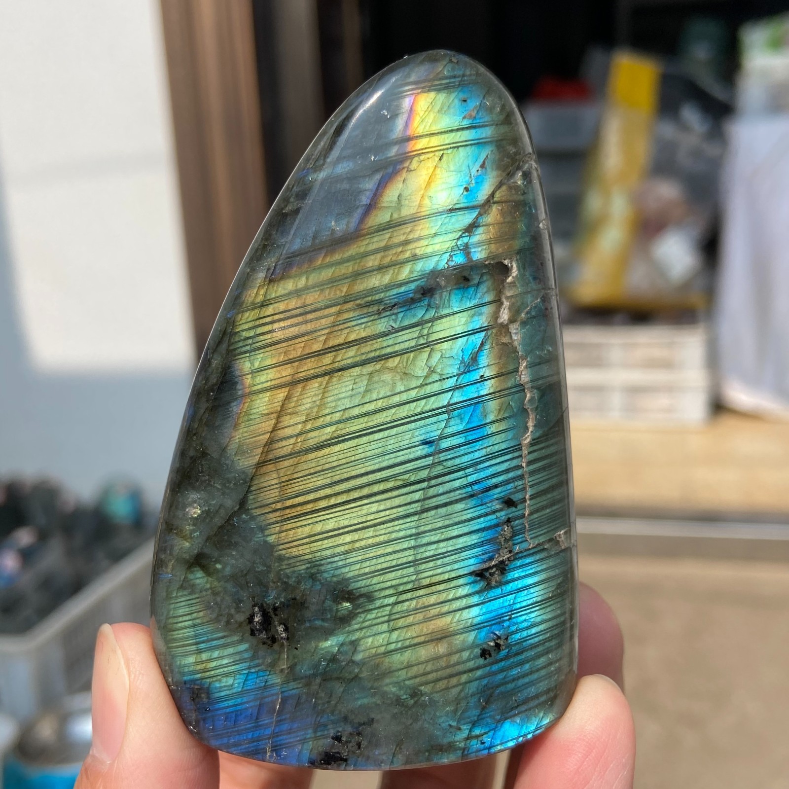 300G  Natural Labradorite Gorgeous Feldspar Crystal freeform Specimen Healing